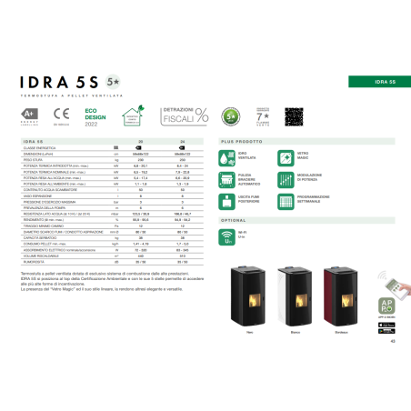Termo Stufa a pellet 22,8 kw idra24 Schuster Unical Bianca Autopulente 5 Stelle